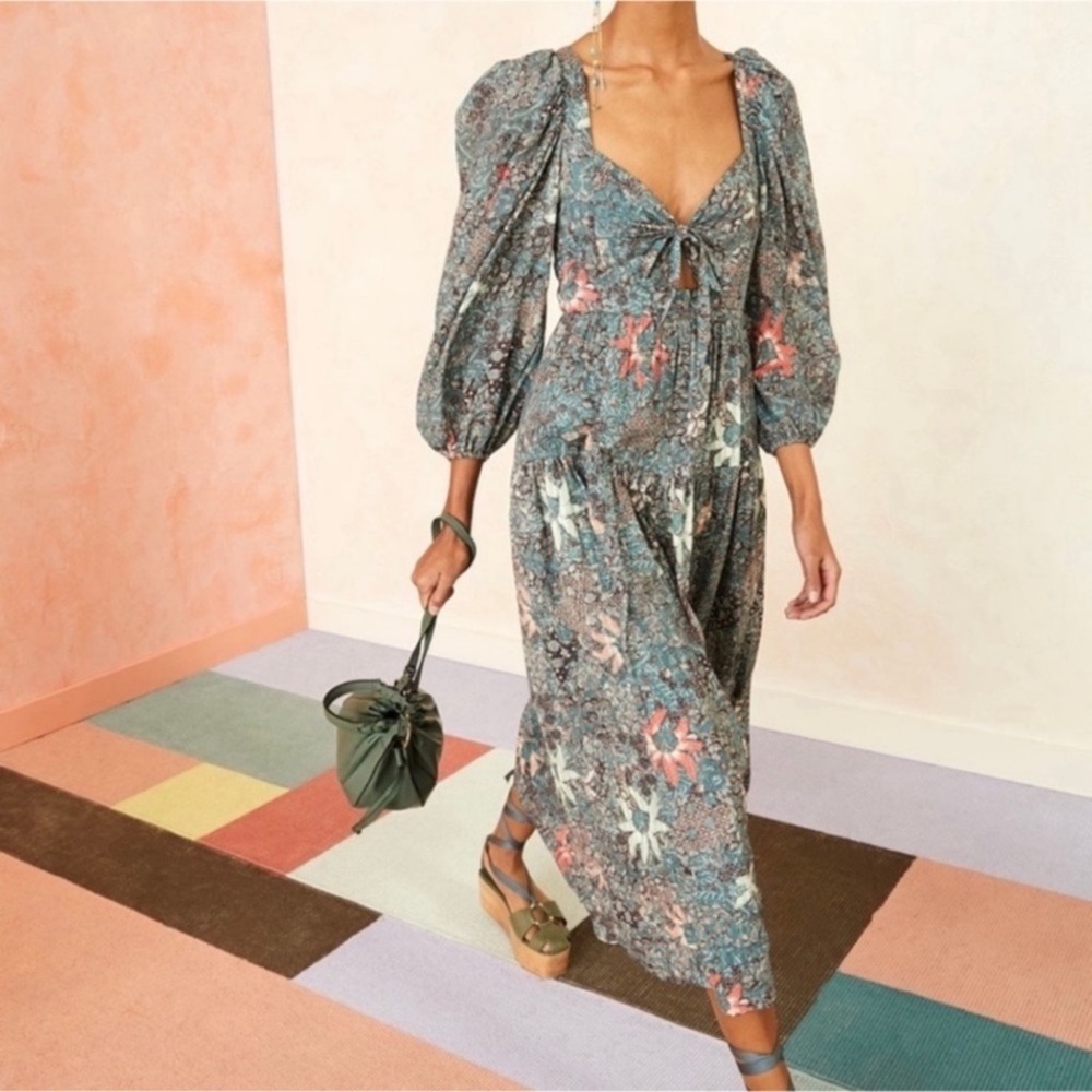 ULLA JOHNSON Kemala Floral Midi Dress Sz 00
